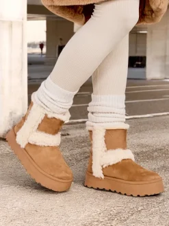 Śniegowce|Botki Z Delikatnym Ociepleniem^Royalfashion Śniegowce damskie Rylly jasny brązowy