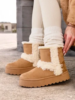 Śniegowce|Botki Z Delikatnym Ociepleniem^Royalfashion Śniegowce damskie Rylly jasny brązowy
