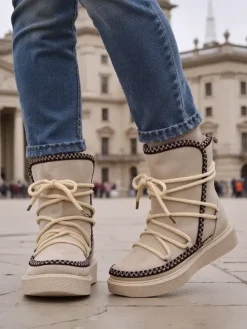 Śniegowce|Botki Z Delikatnym Ociepleniem^Royalfashion Śniegowce damskie sznurowane Stozi