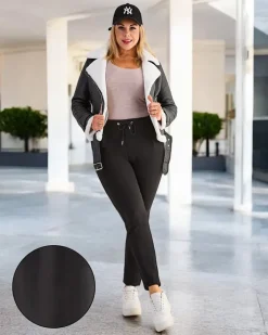 Spodnie Materiałowe|Legginsy / Tregginsy^Royalfashion Ocieplane damskie spodnie typu tregginsy PLUS SIZE