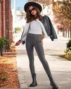 Spodnie Materiałowe|Legginsy / Tregginsy^Royalfashion Ocieplane legginsy damskie gołębi szary