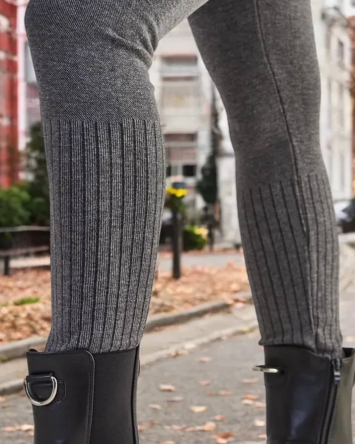 Spodnie Materiałowe|Legginsy / Tregginsy^Royalfashion Ocieplane legginsy damskie gołębi szary