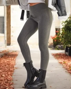 Spodnie Materiałowe|Legginsy / Tregginsy^Royalfashion Ocieplane legginsy damskie gołębi szary