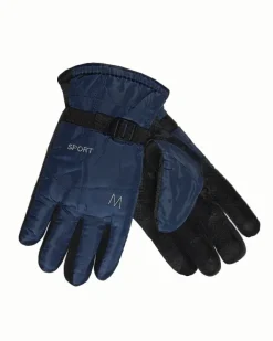 Rękawiczki^Royalfashion Ocieplane rękawice męskie z regulacją w nadgarstku Granatowy