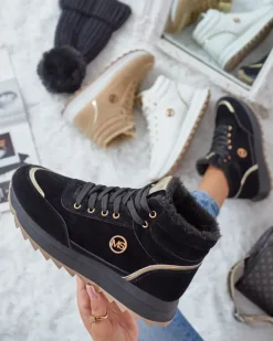 Ocieplane|Sneakersy^Royalfashion Ocieplane sneakersy damskie z futerkiem Casill czarny