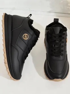 Ocieplane|Sneakersy^Royalfashion Ocieplane sneakersy damskie z futerkiem Casot czarny