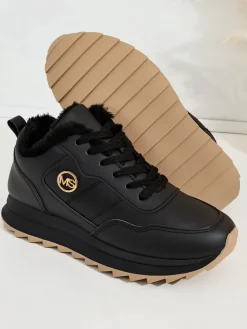 Ocieplane|Sneakersy^Royalfashion Ocieplane sneakersy damskie z futerkiem Casot czarny