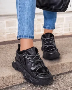Ocieplane|Sneakersy^Royalfashion Ocieplane sneakersy damskie Cyrenna czarny