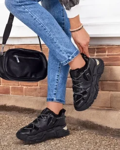 Ocieplane|Sneakersy^Royalfashion Ocieplane sneakersy damskie Cyrenna czarny