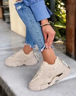 Ocieplane|Sneakersy^Royalfashion Ocieplane sneakersy damskie Noxxic beżowy