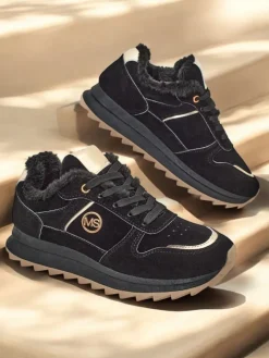 Ocieplane|Sneakersy^Royalfashion Ocieplane sneakersy damskie z futerkiem Boris czarny