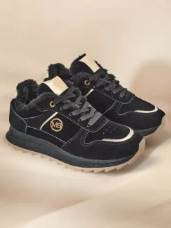 Ocieplane|Sneakersy^Royalfashion Ocieplane sneakersy damskie z futerkiem Boris czarny