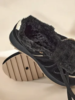 Ocieplane|Sneakersy^Royalfashion Ocieplane sneakersy damskie z futerkiem Boris czarny