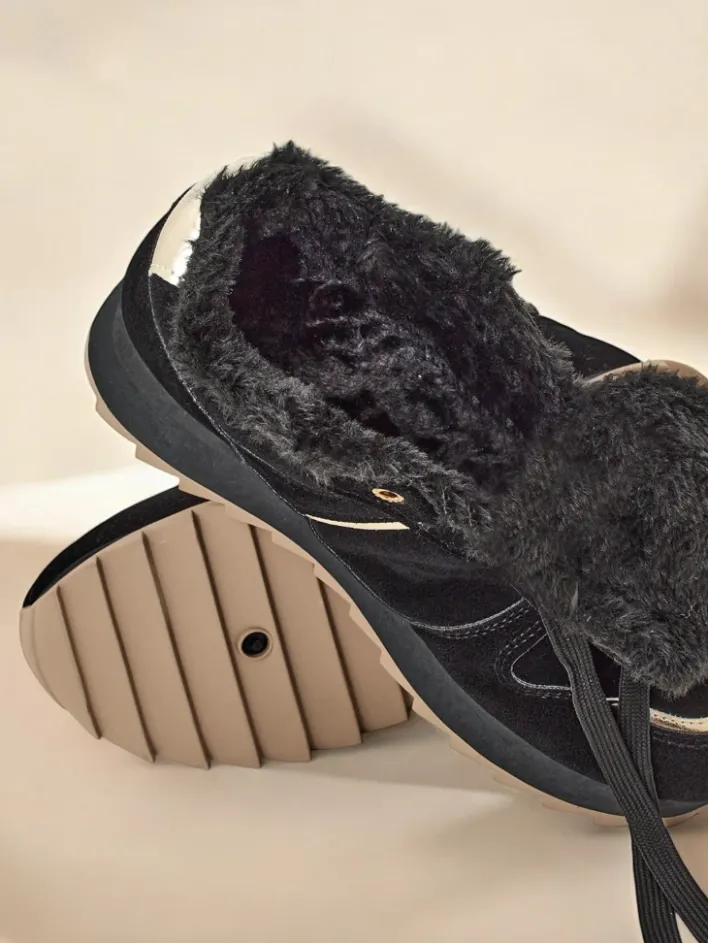 Ocieplane|Sneakersy^Royalfashion Ocieplane sneakersy damskie z futerkiem Boris czarny