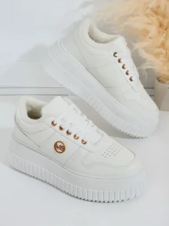 Ocieplane|Sneakersy^Royalfashion Ocieplane sneakersy damskie z futerkiem Rozit biały