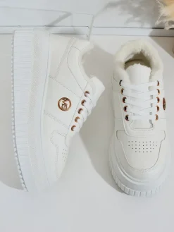 Ocieplane|Sneakersy^Royalfashion Ocieplane sneakersy damskie z futerkiem Rozit biały