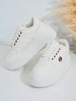 Ocieplane|Sneakersy^Royalfashion Ocieplane sneakersy damskie z futerkiem Rozit biały