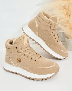 Ocieplane|Sneakersy^Royalfashion Ocieplane sneakersy damskie z futerkiem Casill brązowy