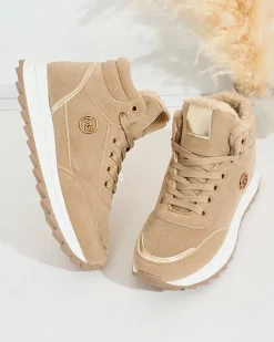 Ocieplane|Sneakersy^Royalfashion Ocieplane sneakersy damskie z futerkiem Casill brązowy