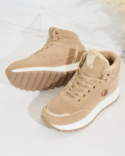 Ocieplane|Sneakersy^Royalfashion Ocieplane sneakersy damskie z futerkiem Casill brązowy