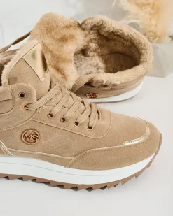 Ocieplane|Sneakersy^Royalfashion Ocieplane sneakersy damskie z futerkiem Casill brązowy