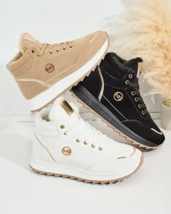 Ocieplane|Sneakersy^Royalfashion Ocieplane sneakersy damskie z futerkiem Casill brązowy