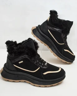 Ocieplane|Sneakersy^Royalfashion Ocieplane sneakersy damskie z futerkiem Mofell czarny