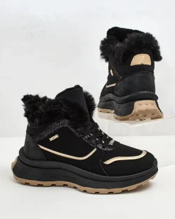 Ocieplane|Sneakersy^Royalfashion Ocieplane sneakersy damskie z futerkiem Mofell czarny