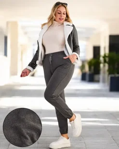 Spodnie Dresowe|Plus Size^Royalfashion Ocieplane spodnie dresowe damskie PLUS SIZE Ciemnoszary