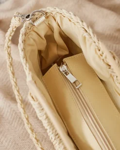 Wiklinowe I Słomiane^Royalfashion Okrągła słomkowa torba Nils beżowy