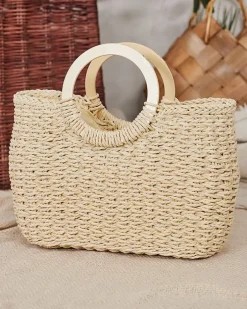 Wiklinowe I Słomiane^Royalfashion Okrągła słomkowa torba Nils beżowy