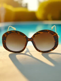 Okulary Przeciwsłoneczne^Royalfashion Okulary przeciwsłoneczne z ozdobnymi nausznikami Glam Shine brązowy