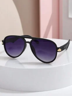 Okulary Przeciwsłoneczne^Royalfashion Okulary przeciwsłoneczne z ozdobnymi nausznikami Shadow Aviator czarny