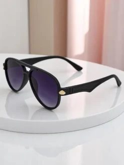 Okulary Przeciwsłoneczne^Royalfashion Okulary przeciwsłoneczne z ozdobnymi nausznikami Shadow Aviator czarny