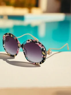 Okulary Przeciwsłoneczne^Royalfashion Okulary przeciwsłoneczne z ozdobnymi nausznikami Glam Shine czarny