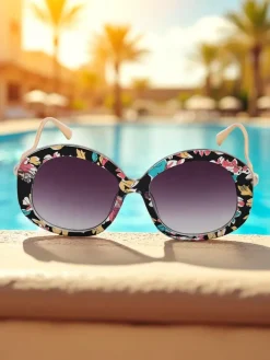 Okulary Przeciwsłoneczne^Royalfashion Okulary przeciwsłoneczne z ozdobnymi nausznikami Glam Shine czarny