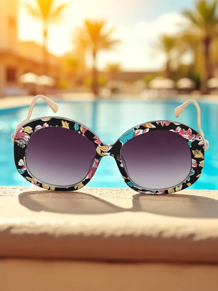 Okulary Przeciwsłoneczne^Royalfashion Okulary przeciwsłoneczne z ozdobnymi nausznikami Glam Shine czarny