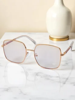 Okulary Przeciwsłoneczne^Royalfashion Okulary przeciwsłoneczne w kwadracie lekko przyciemnione Lolla Style złoty