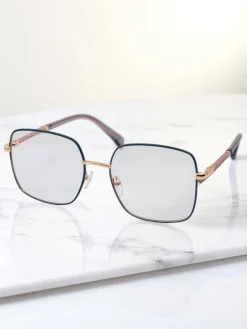 Okulary Przeciwsłoneczne^Royalfashion Okulary przeciwsłoneczne w kwadracie lekko przyciemnione Lolla Style gołębi szary