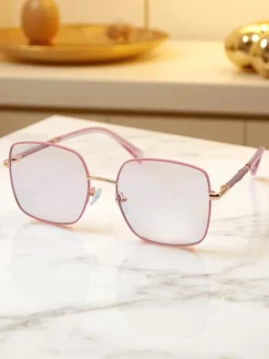 Okulary Przeciwsłoneczne^Royalfashion Okulary przeciwsłoneczne w kwadracie lekko przyciemnione Lolla Style różowy