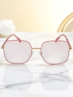 Okulary Przeciwsłoneczne^Royalfashion Okulary przeciwsłoneczne w kwadracie lekko przyciemnione Lolla Style różowy