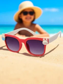 Chłopięce|Dziewczęce^Royalfashion Okulary przeciwsłoneczne dziecięce z ozdobami Sunny Sparkle czerwony