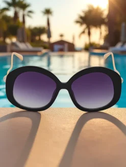 Okulary Przeciwsłoneczne^Royalfashion Okulary przeciwsłoneczne z ozdobnymi nausznikami Glam Shine czarny