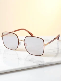 Okulary Przeciwsłoneczne^Royalfashion Okulary przeciwsłoneczne w kwadracie lekko przyciemnione Lolla Style brązowy