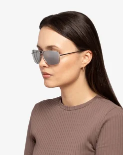 Okulary Przeciwsłoneczne|Okulary Przeciwsłoneczne^Royalfashion Okulary przeciwsłoneczne w srebrnej oprawce srebrny