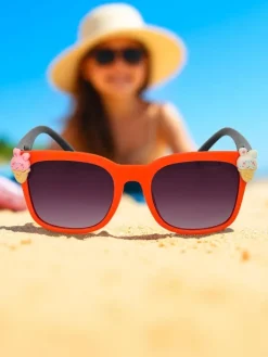 Chłopięce|Dziewczęce^Royalfashion Okulary przeciwsłoneczne dziecięce z ozdobami Sunny Sparkle pomarańczowy