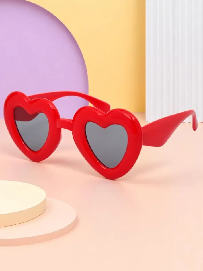 Chłopięce|Dziewczęce^Royalfashion Okulary przeciwsłoneczne dziecięce Serduszka czerwony