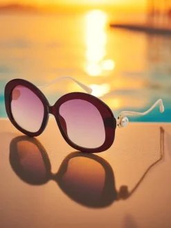 Okulary Przeciwsłoneczne^Royalfashion Okulary przeciwsłoneczne z ozdobnymi nausznikami Glam Shine Ciemnobrązowy