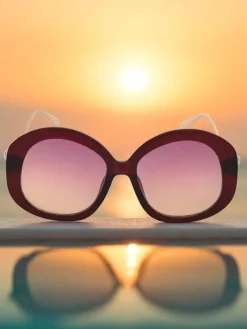 Okulary Przeciwsłoneczne^Royalfashion Okulary przeciwsłoneczne z ozdobnymi nausznikami Glam Shine Ciemnobrązowy