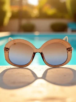 Okulary Przeciwsłoneczne^Royalfashion Okulary przeciwsłoneczne z ozdobnymi nausznikami Glam Shine Camel